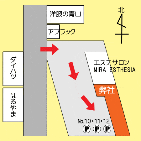 西日本アレンジメント株式会社の駐車場案内図